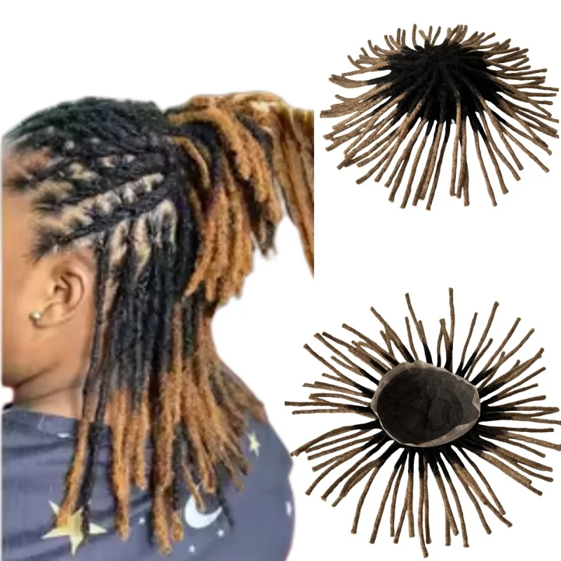 

12 inches Indian Virgin Human Hair Hairpieces #1b27 Omber Two Tone Dreadlocks Toupee Full Lace Unit for Black Men