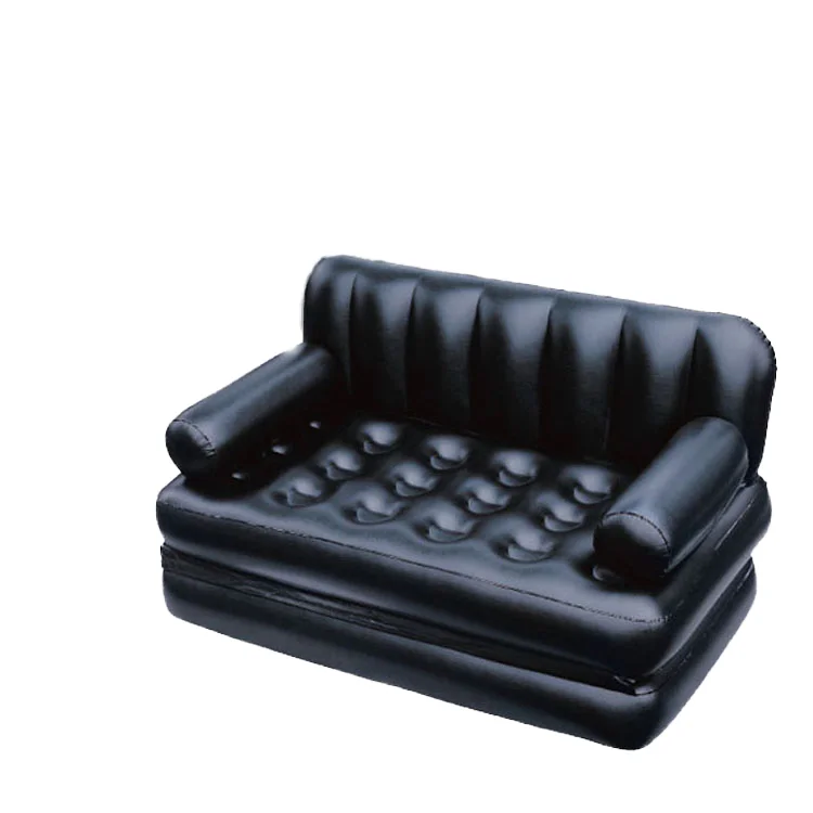 Two-Seater Modern Convertible PVC Inflatable Sofa Foldable Design For Indoor Outdoor Use For Camping Bedroom With Corner Feature
