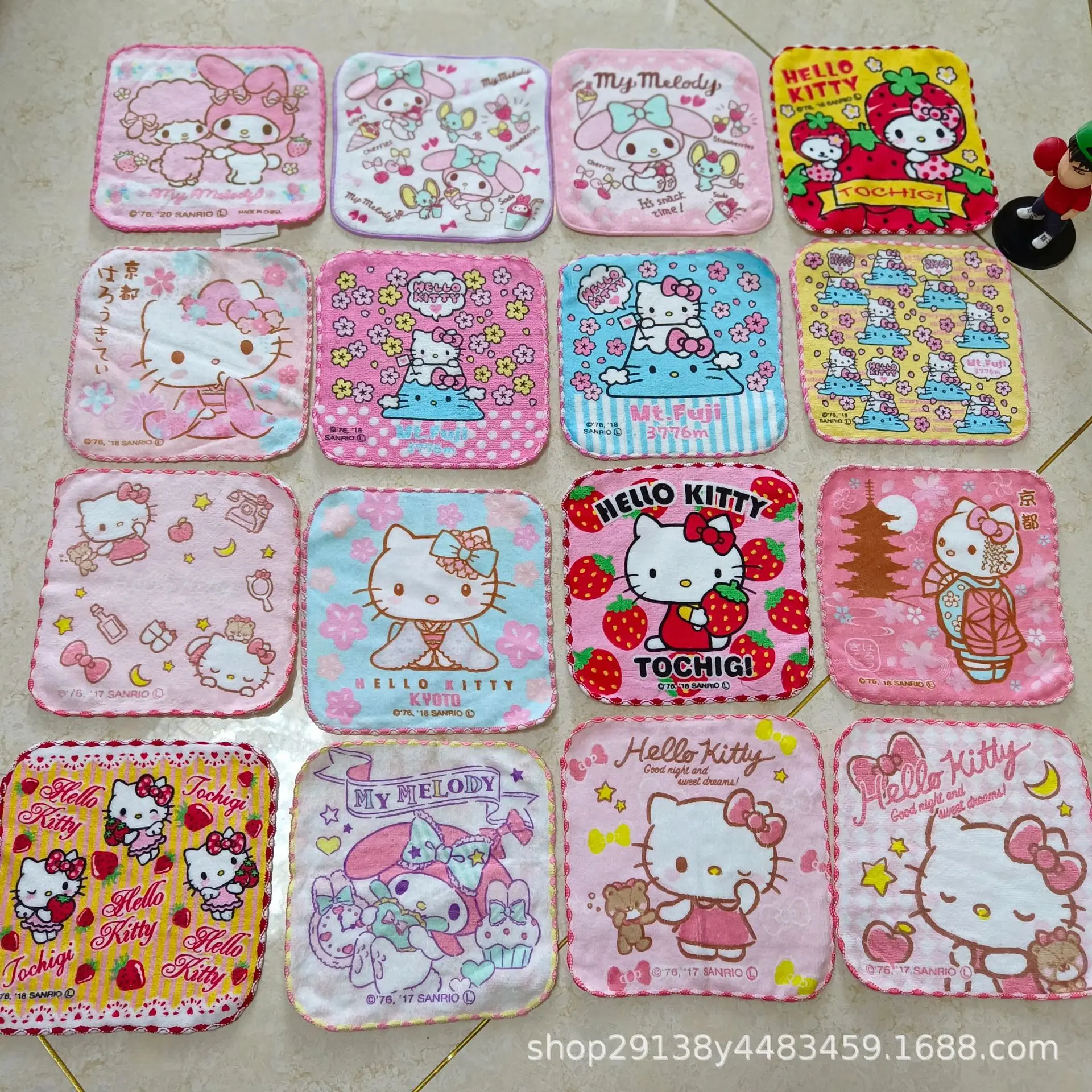 Sanrio, Kindergarten, hand towel, small towel, small square, mini handkerchief,kuromi,hello kitty,15cm x 15cm