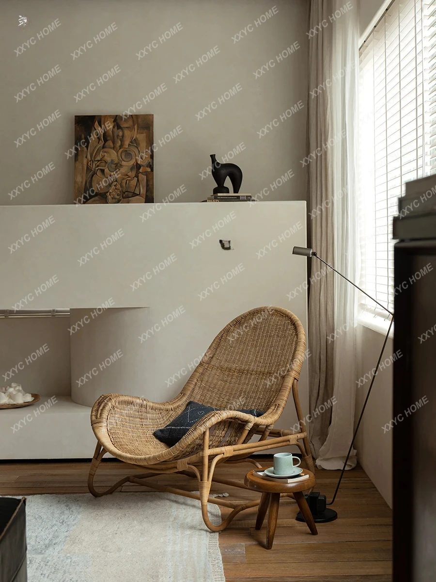 Südostasien Rattan Kunst Natürliches Rattan Vintage Chic Stil Designer Balkon Freizeit Stuhl Sofa Liege Wohnzimmermöbel