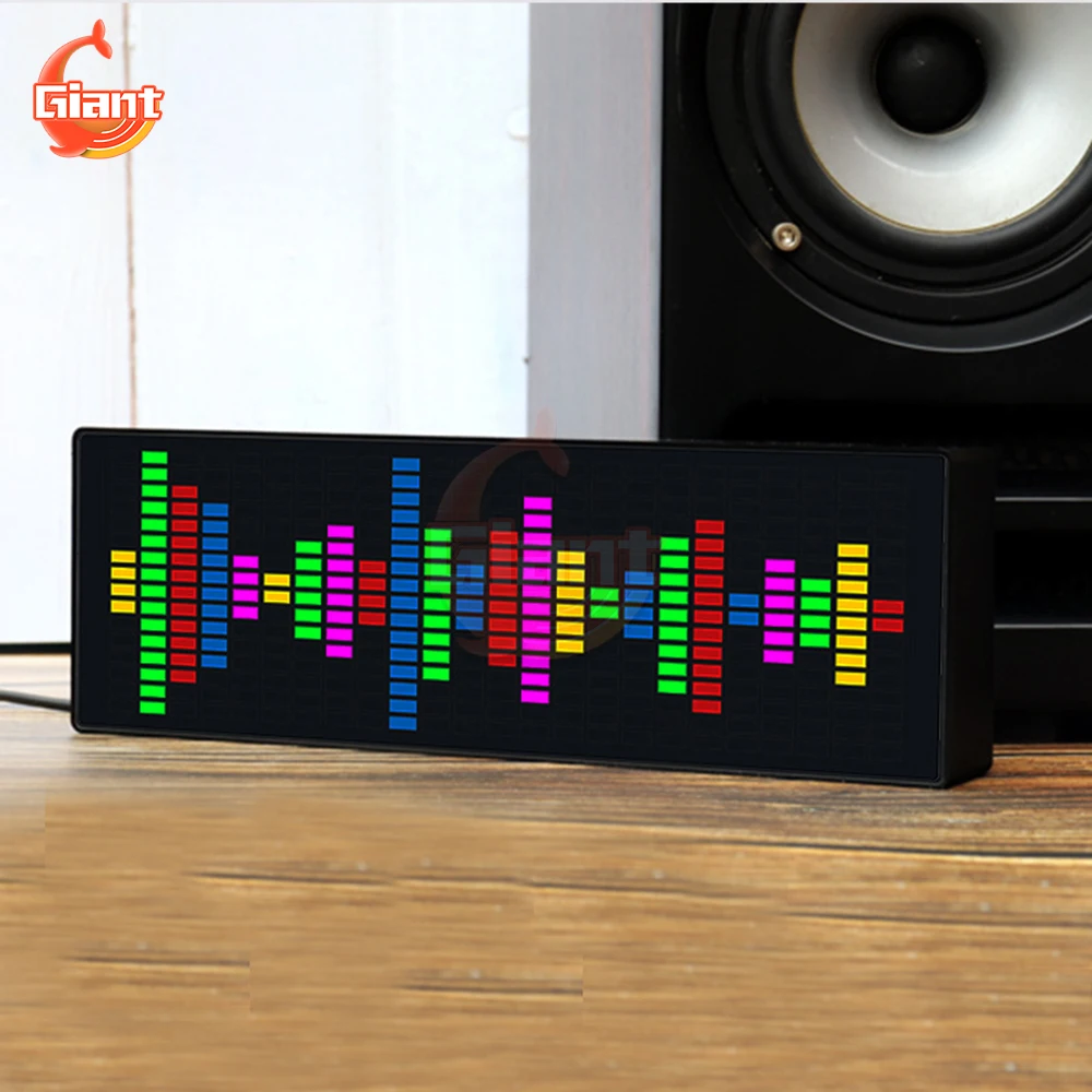 USB Color LED Music Spectrum Rhythm Analyzer Electric Clock Voice Controlled Rhythm Light 1624RGB Pickup Atmosphere Indicator