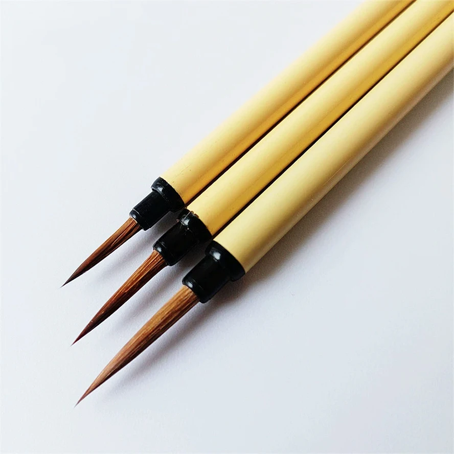 Wolf Hair Brush Set with Slim Gold Script Calligraphy Fine Point Pen Small Regular Script Writing Kit for Beginners