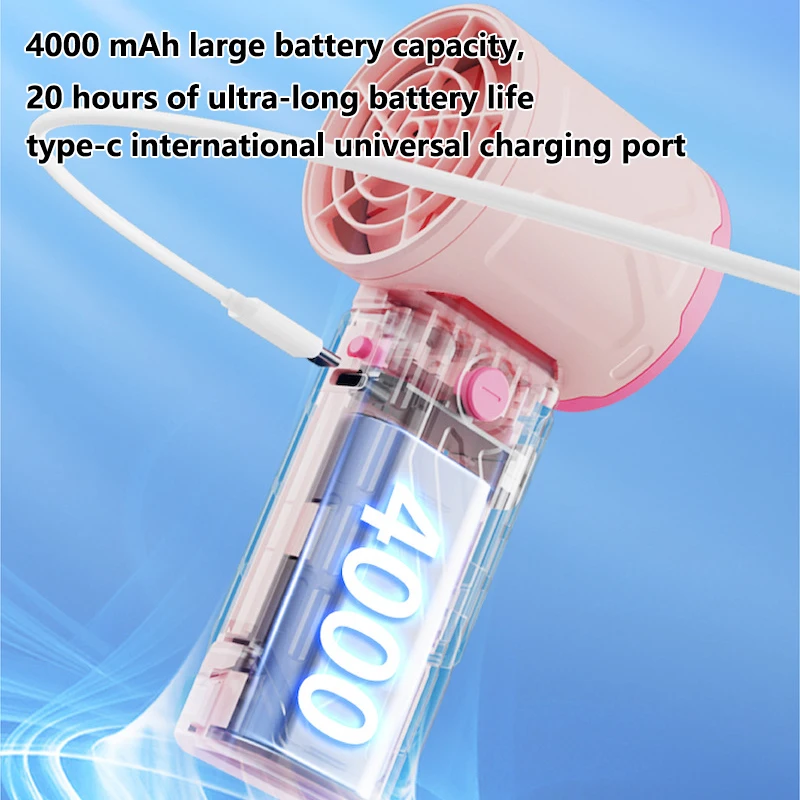 2024 Mecha High Speed Jet Fan 100 Speed High Wind Cooling Fan USB Rechargeable Mini Portable Silent Handheld Fan