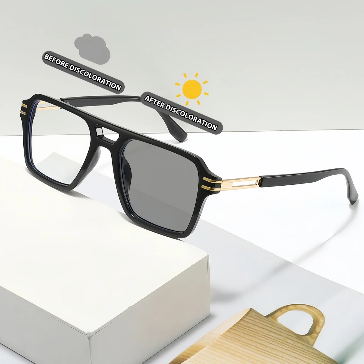 1 Stück europäische und amerikanische Retro-Box für Herren und Damen, modische, farbwechselnde Sonnenbrille, trendige und vielseitige Sommer-Sonnenschutz