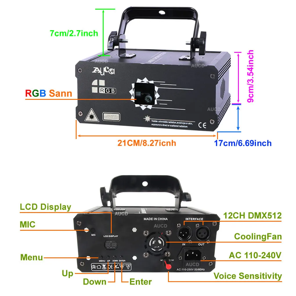 500mW RGB Colorfull Animation Scan Projector Laser Lights Christmas Disco Holiday DMX Moving Beam DJ Party Show Stage Lighting