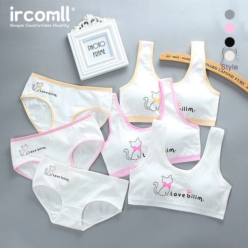 

Teen Girls Bra Underpants Set Cotton Breathable Teens Vest Girls Training Bras Children Breast Care Wireless Girls Bra Underwear