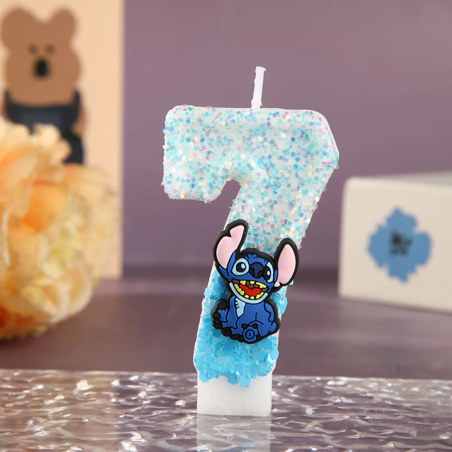 

Cute Blue Stitch 0-9 Digital Birthday Candles Children's Party Cake Plugin Birthday Anniversary Cake Decoration Kids Gift