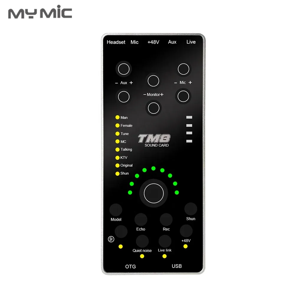 MY MIC TM8 professional USB Podcast Live sound card for live streaming Singing Digital Audio interface with Multiple effects