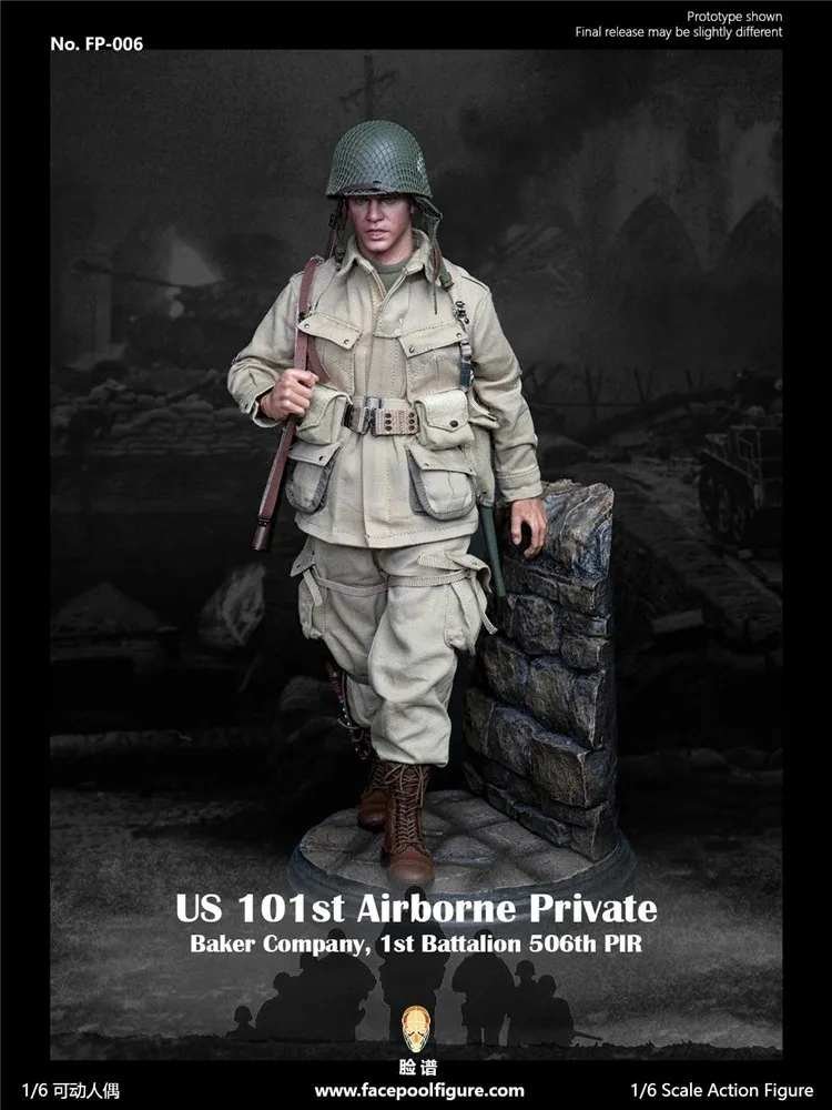 Facepoolfigure FP006 1/6 Male Soldier WWII US 101st Airborne Private Soldier Model Toy 12'' Full Set Collectable Action Figure