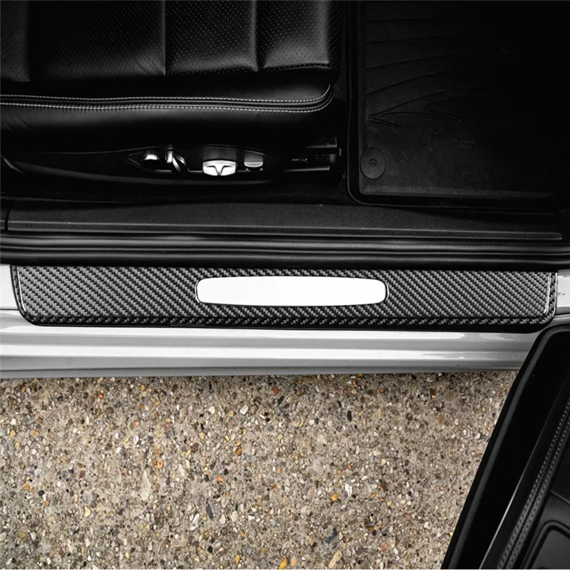

OB-For Porsche 718 982 2016-2022 Carbon Fiber Car Door Guard Threshold Strip Trim Sticker Interior Accessories