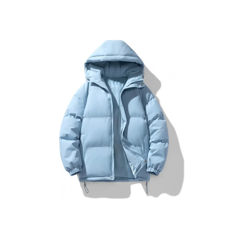 

Men's Heavy-Duty Winter Hooded Jacket - Pure White (Black) Coat with Zippered Pocket & Hood,