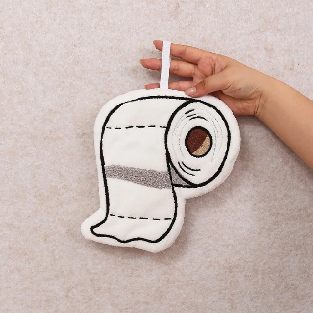 Cute Super Absorbent Roll Paper Hand Towel Thickened Soft Coral Fleece Towel Funny Hanging Cleaning Cloth Kitchen