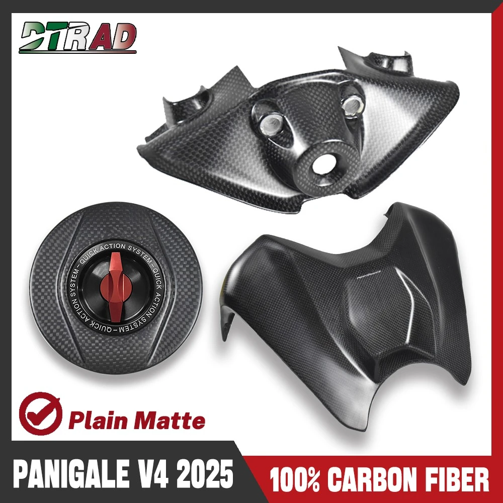 

For DUCATI Panigale V4 V4S 2025 Carbon Fiber Upper Tank Cover Fuel Tank Cap & Key Ignition Covers Cap Fairing Kits Plain Matte