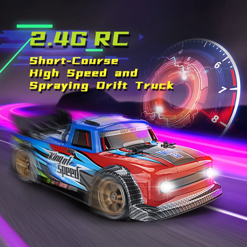 JJRC Q123 Short-Course Spraying Drift RC Truck 1/16 2.4GHz 4WD High Speed RC Car LED Light Off-Road Truck Gift Toy for Kids