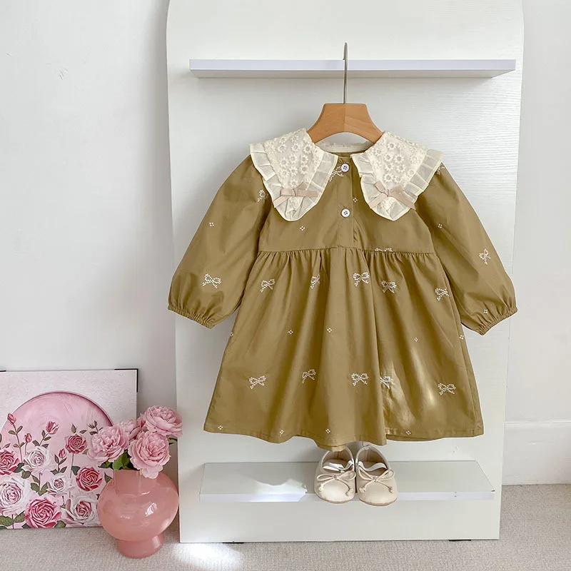 

Girls' Dress Embroidered Baby Clothes Long Sleeve Baby Girl Romper Children's Dress Sister Outfit Spring and Autumn New Style