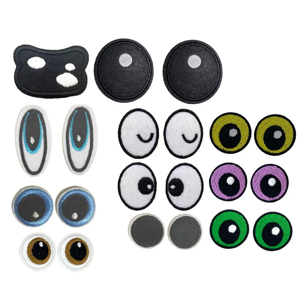 1 Pair Cartoon Eyes Embroidered Appliques Small Iron on Eyeball Patches for Kids Clothing Handmade Doll Eyes DIY Sewing Supplies