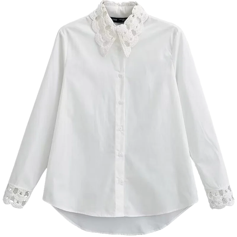 

Faionable, повседневная свободная лоскутная одежда для женщин, новинка 2023, прямая трубка, длинный воротник-свеч, стандартная длина, чистый C...