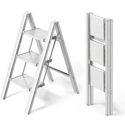 Escalera de 2-3-4 escalones, taburete plegable ligero de aluminio, Pedal antideslizante ancho, carga de 150kg, escalera de mano portátil para el hogar y la Oficina