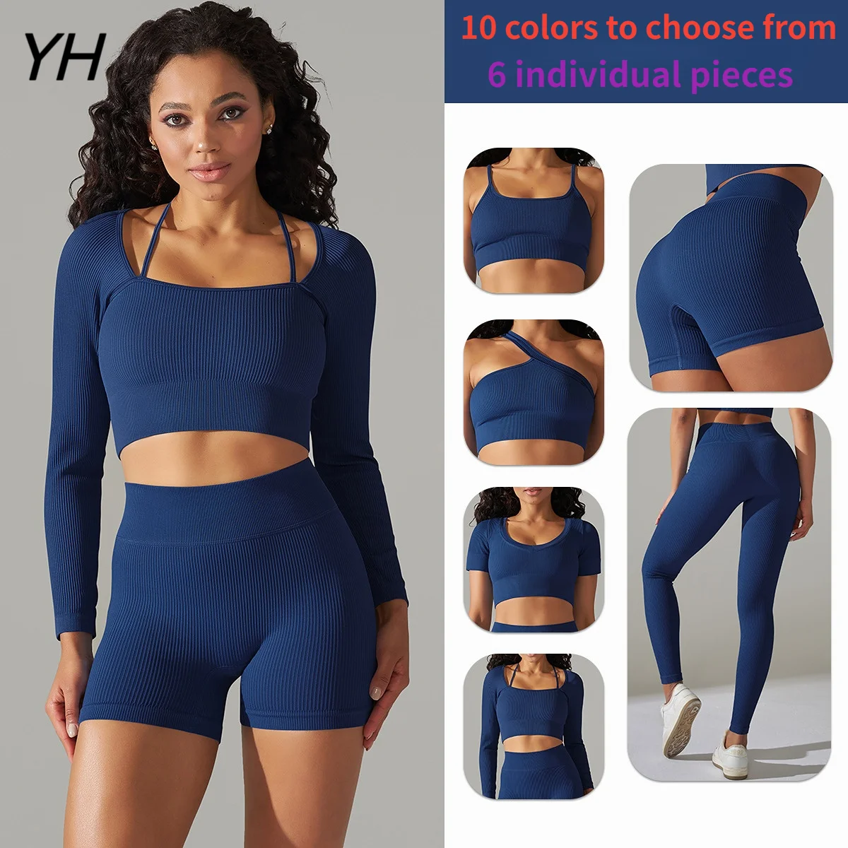 10colors Seamless Sports Bra Long Sleeve Crop Top Sports Top Gym Leggings Yoga Shorts Workout Clothes For Women Gym Fitness Wear