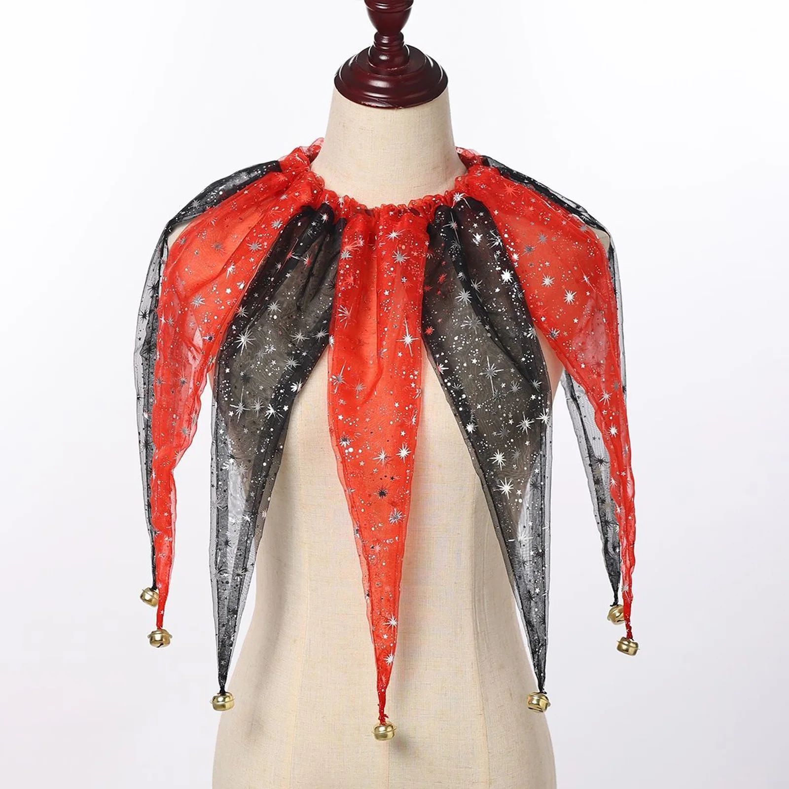 Collare da clown a punta Decor Collare per accessori per collo da giullare con costumi Jingle Bell per la festa di Natale