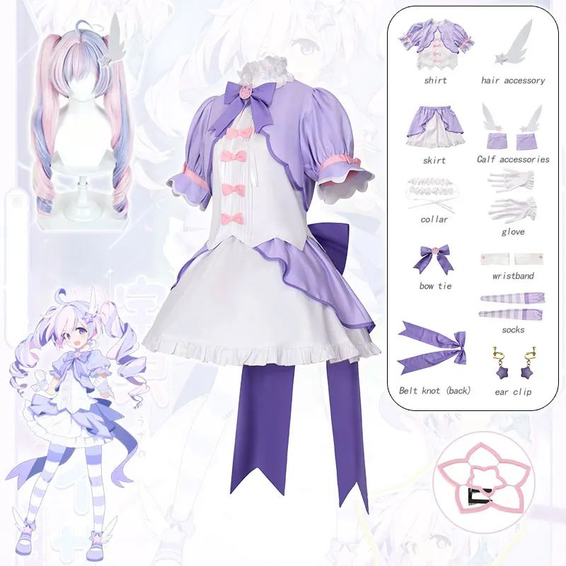 Cosplay de Blue Archive Uzawa Reisa, Disfraz de Chica Mágica, Peluca, Vestido Kawaii Lolita, Calcetines, Diadema, Trajes para Fiesta de Halloween y Actuaciones en Escenario