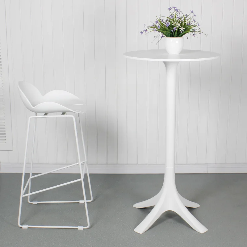 ins modern simple round high bar table, Nordic style white bar coffee milk tea table, outdoor