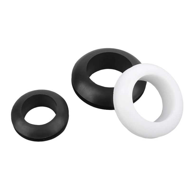 Black/White Rubber Seal Double Sided Protective Coil Out Hole Wire O-ring for Protects WireCable Hardware Tools FurnitureCabinet