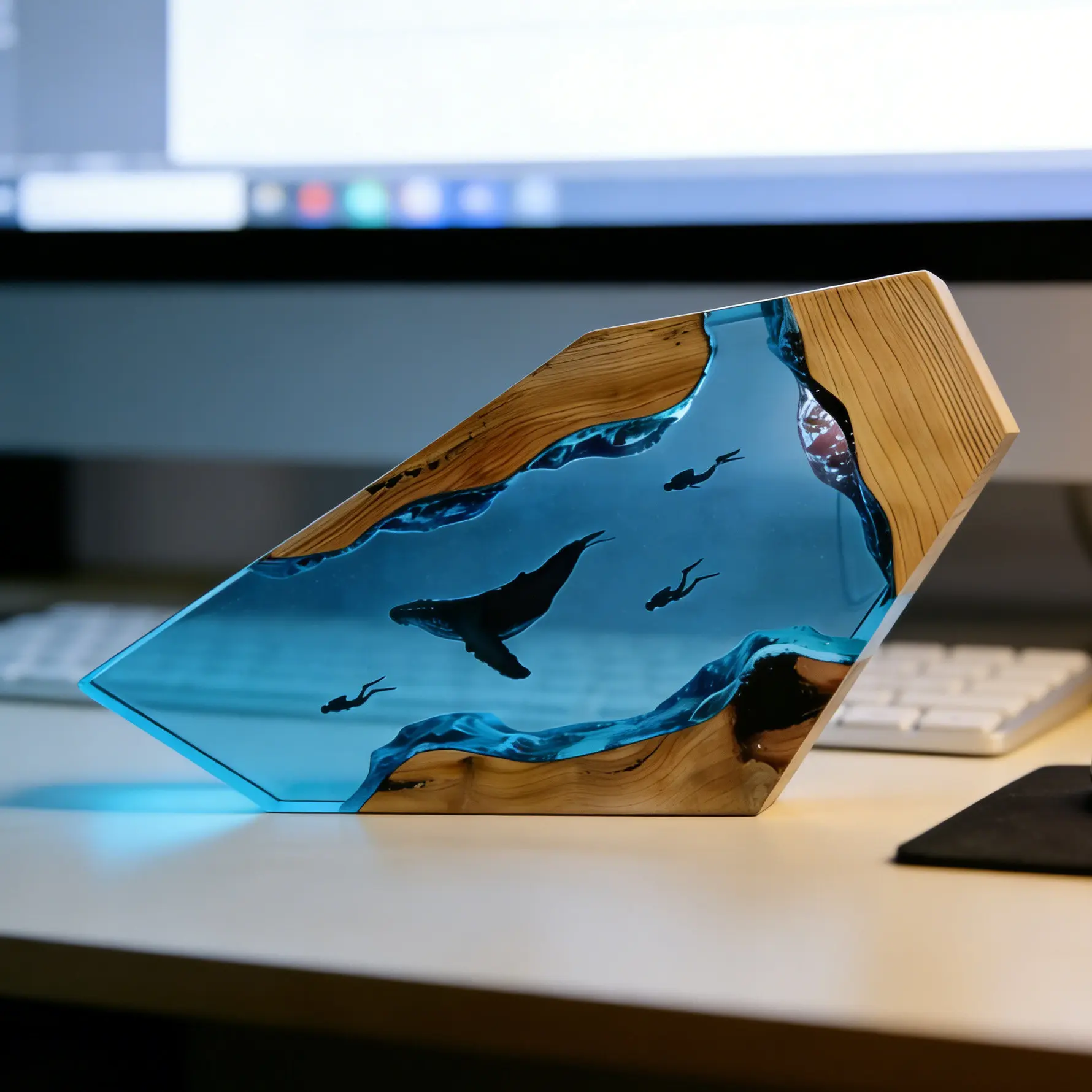 Marine Micro-Scene Table Decorative Piece - Whale Resin Glowing Personalized Home Decoration Creative Advanced Gift