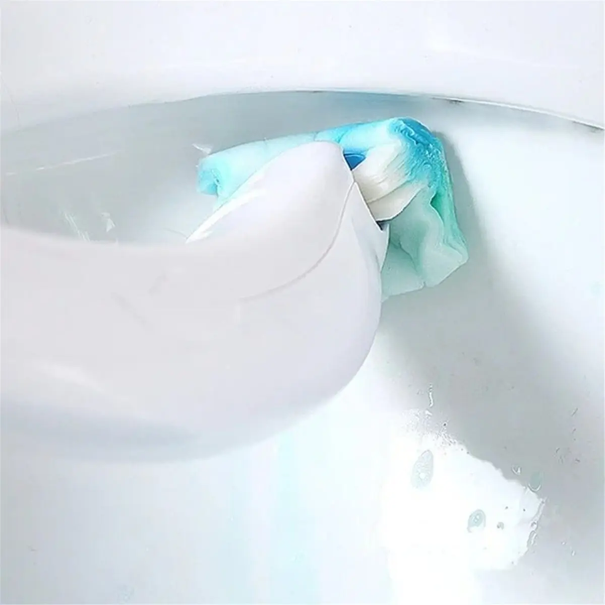 [N84R] Disposable Heads Toilet Brush Set Water Soluble Toilet Cleaning Brush No Blind Spots-Patchwork Style