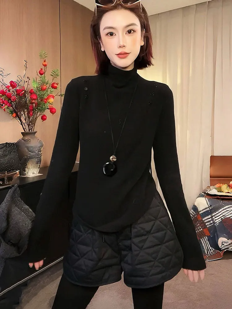 سترة محبوكة لامعة من Faionable V-Ne Svel كسول Sle oulder Bared طبقات علوية كورية علوية فضفاضة تناسب اللون #3