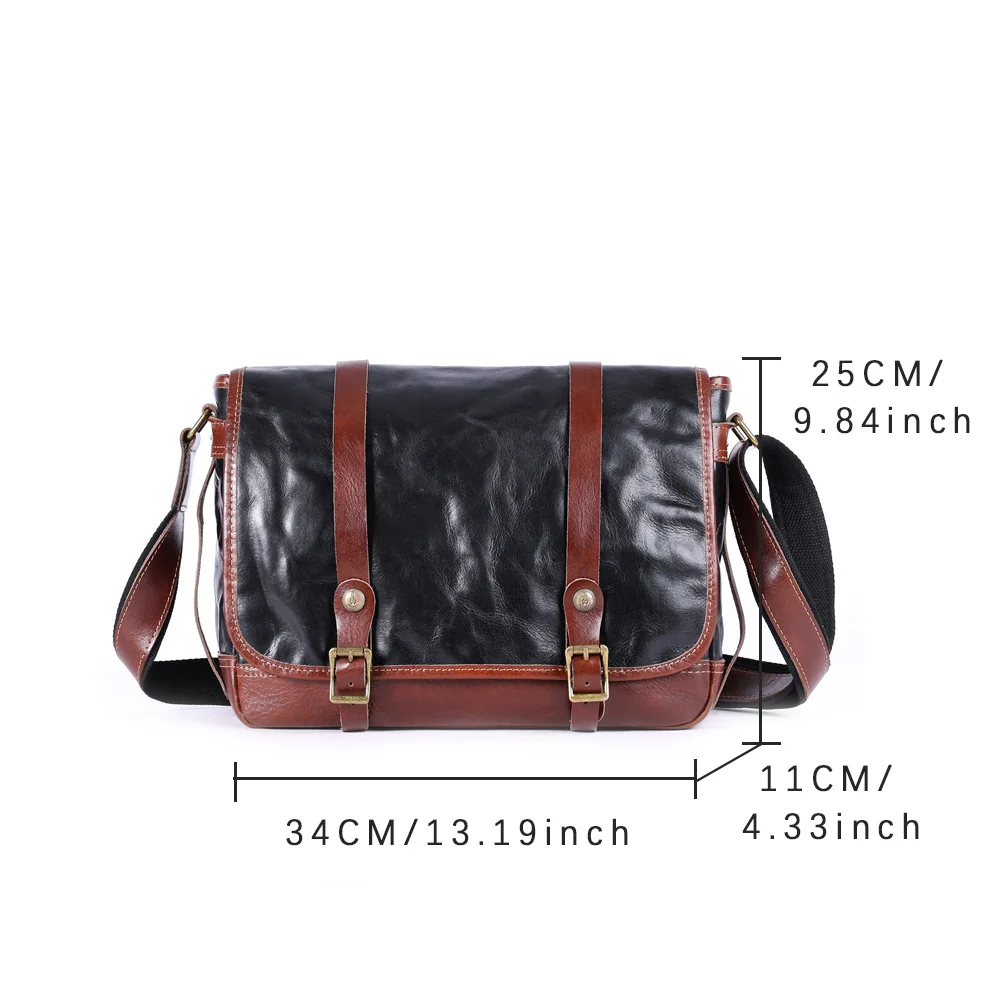 S.WORKER Vintage Echtleder Herren-Umhängetasche Crossbody-Taschen Crazy Horse Rindsleder Schultertasche Top-Layer Mode – Detail 2