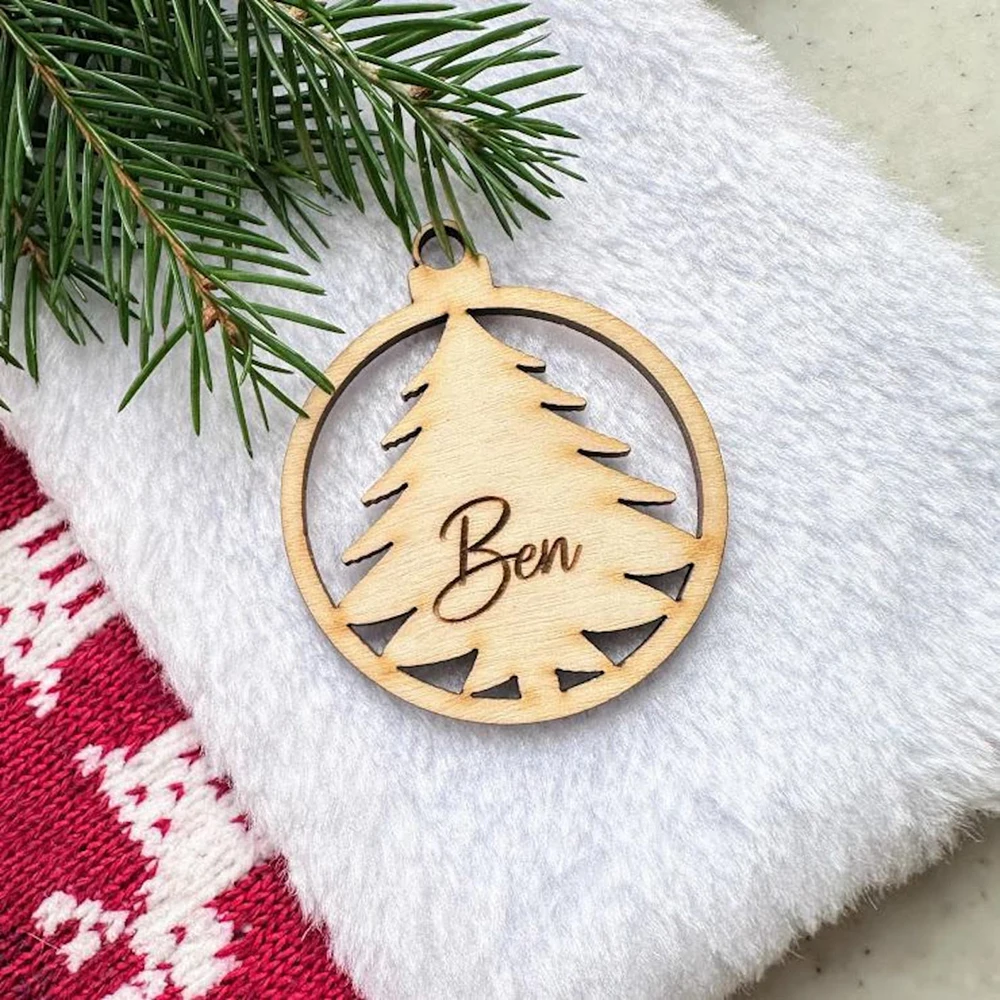 

10Pcs Personalized Christmas Tree Tags With a Loop Custom Christmas Gift Name Decoration Tags Party Table Seating Cards