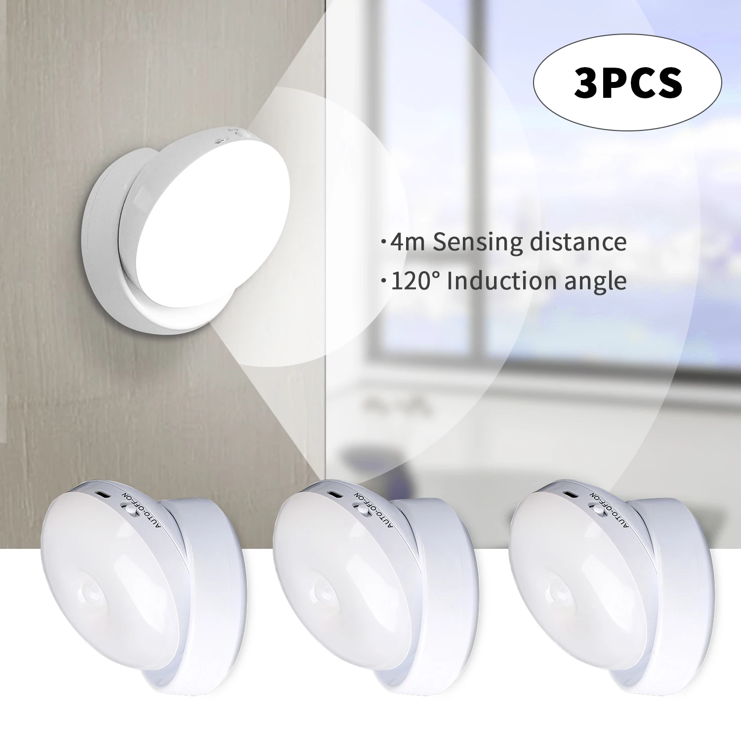 1/2/3Pcs PIR LED Motion Sensor Night Light USB Rechargeable Sensor Closet Light Bedroom Home Kitchen Cabinet Lighting Wall Lamp