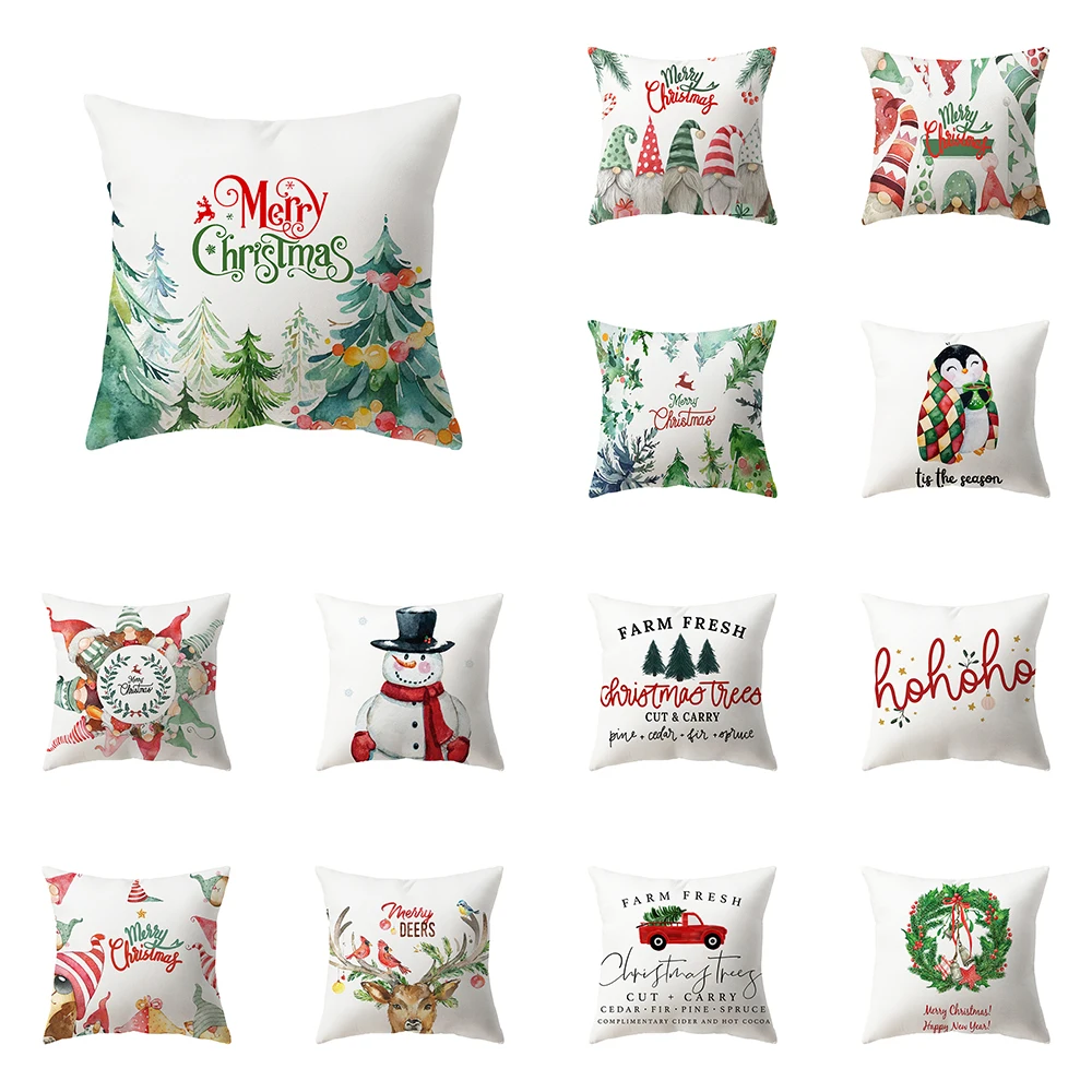 

Милый чехол для подушки с рождественским рисунком снеговика, украшение для дивана дома, гостиной, подушка из полиэстера