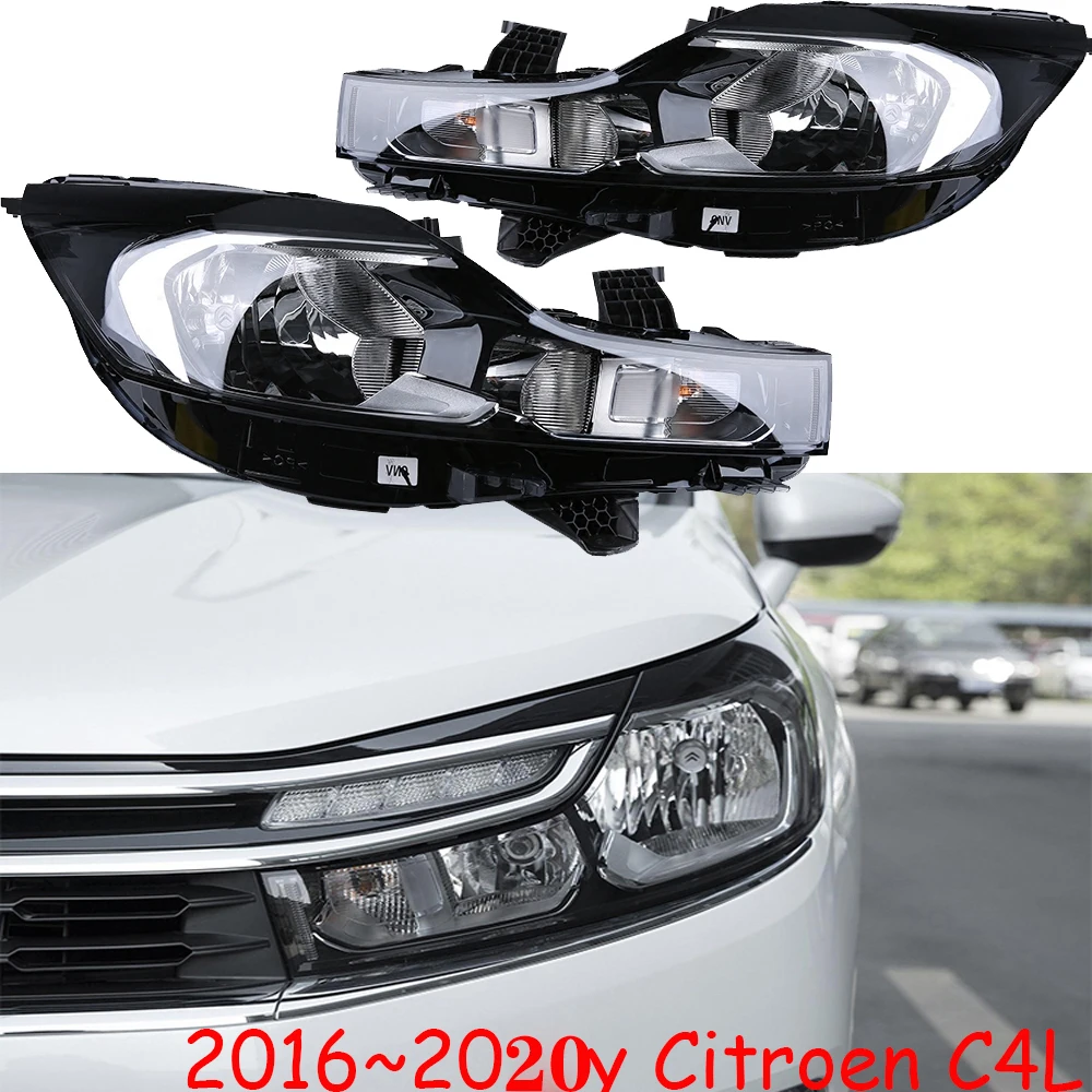 1pcs car bumper C4 headlamp For Citroen C4L headlight 2016~2020y head lamp for Citroen C4L fog lamp