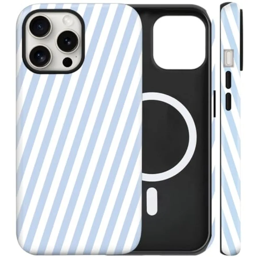 

Magnetic for iPhone 13/14 Case Cute Diagonal Stripes Phone Case, Shockproof Slim TPU and Hard PC Protective Phone Cover Compati
