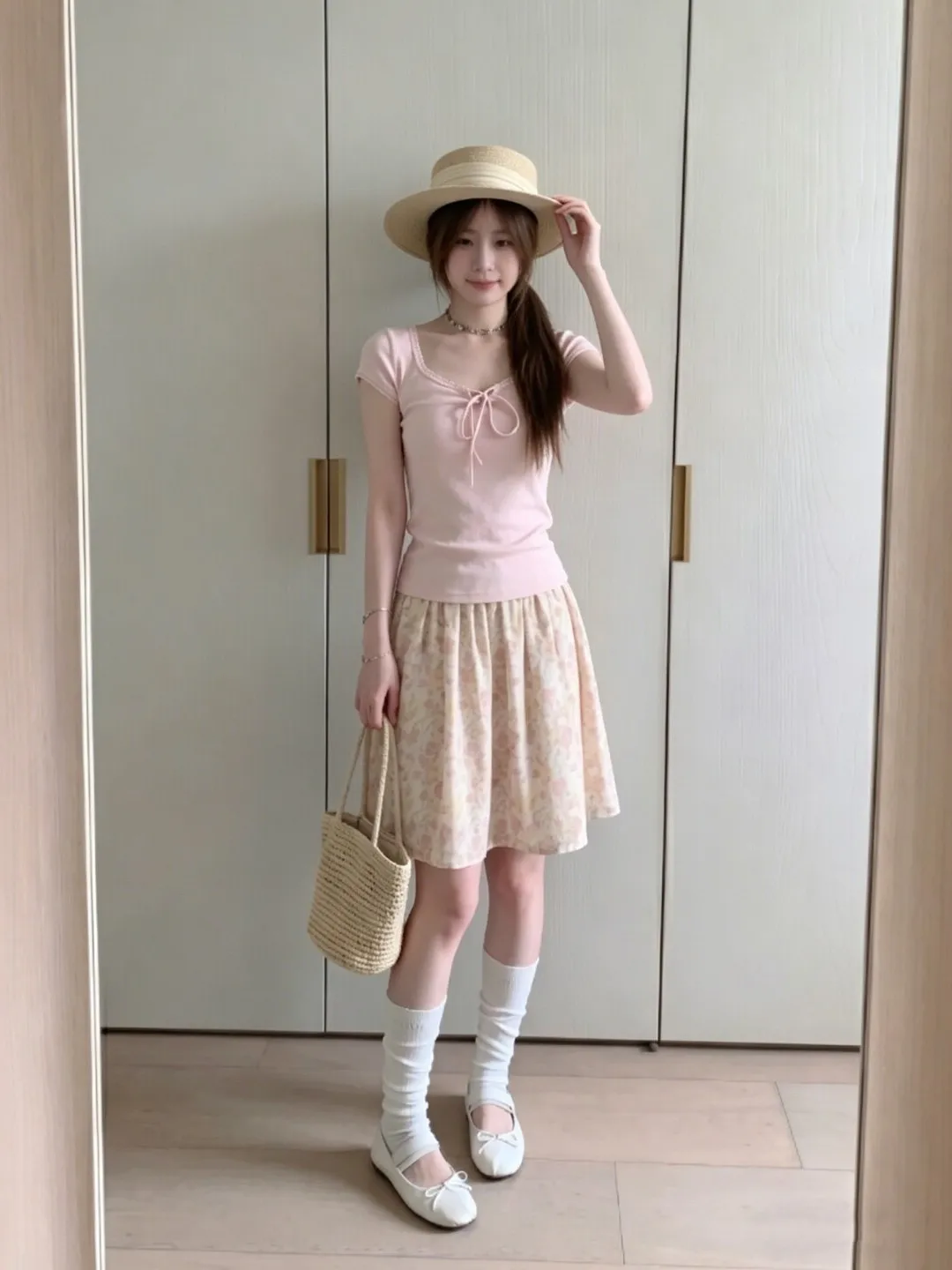 

Gentle Wind Unique Beautiful Floral Half Skirt Two Piece Set Anti Aging Whole Set OOTD Summer 2026 Women's Fashion Set