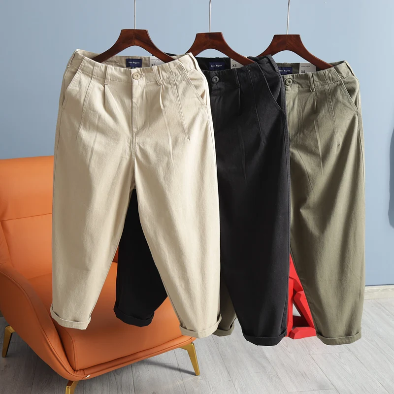 

Модные свободные хлопковые мужские повседневные брюки, весна-лето, новые брюки с маленькой ножкой и конусом, городская модная мужская одежда