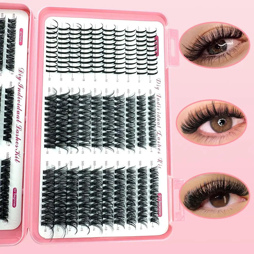 Kit d'extensions de cils à faire soi-même, faux-cils segmentés, grappes de cils naturels, 6 Styles individuels, Kit de cils, Cluste de Volume S7U8