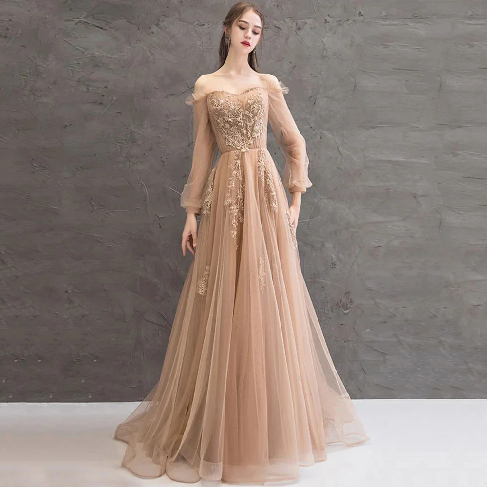 

DRESS FORU Elegant Classic Evening Dress Tulle for Floor-Length Sweetheart Prom Dress Embroidery Vestidos De Fiesta Customized