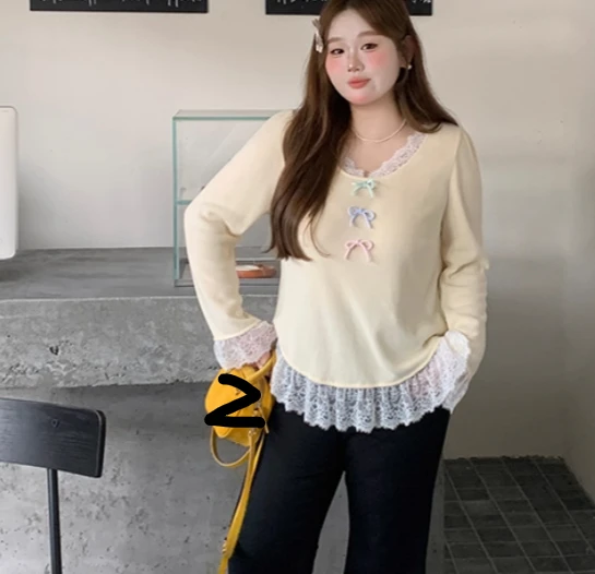 حجم كبير كم طويل الحلو الدانتيل الربط طاقم الرقبة محبوك سترة ربيع الخريف موضة تنوعا الحد من العمر سترة صفراء #6