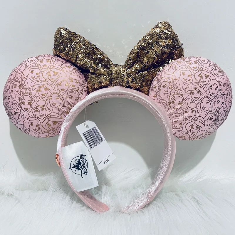 Disney Princess Headband with Pink Mickey Ears And Sequin Bow for Adults And Children Ideal for Disneyland Visits