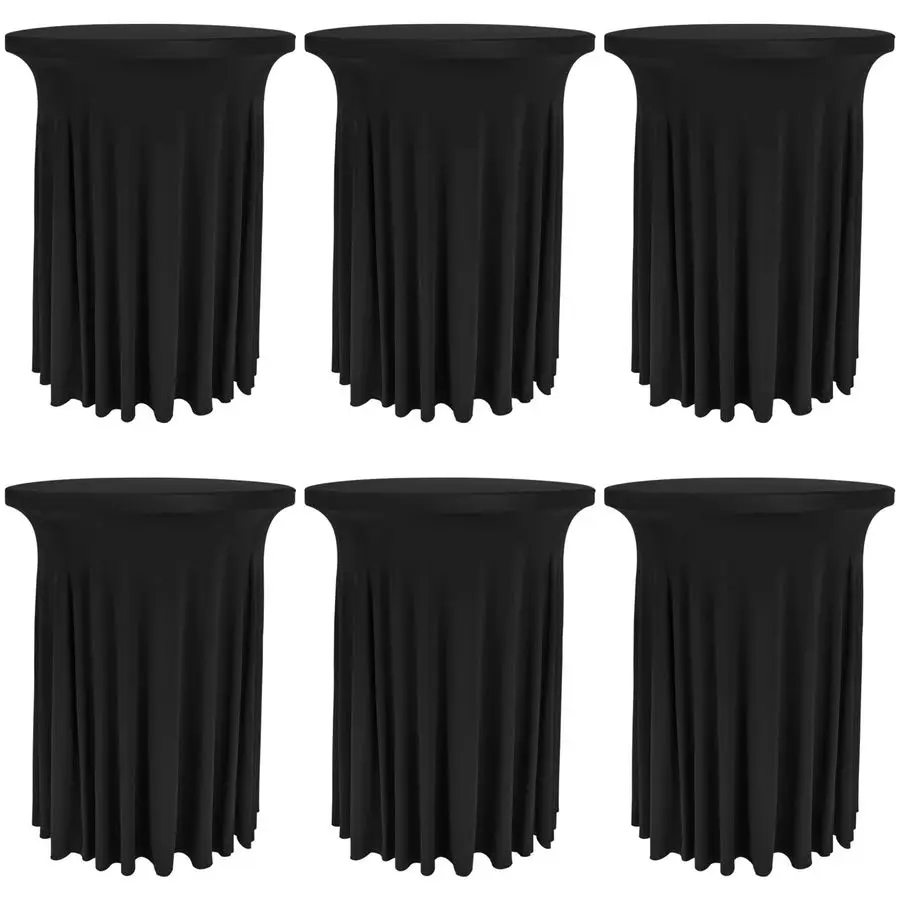 

6 Pack Round Cocktail Tablecloth 32x 43 Spandex Cocktail Table Skirt, Washable Stretch Fitted Table Covers for High Top Bar,Wedd