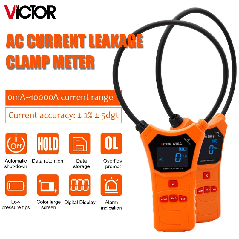 

Victor цифровые гибкие клещи мультиметр True RMS амперметр утечки плоскогубцы тестер напряжения электрические инструменты