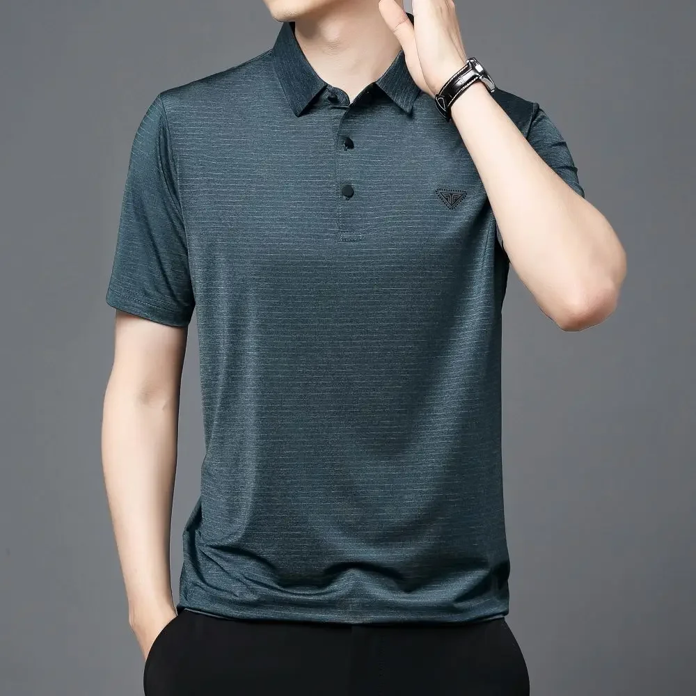 Soft Skin Friendly Polo-Shirt Summer Men Clothing Business Casual Half Sleeve Comfortable Breathable Short Sleeve W5605