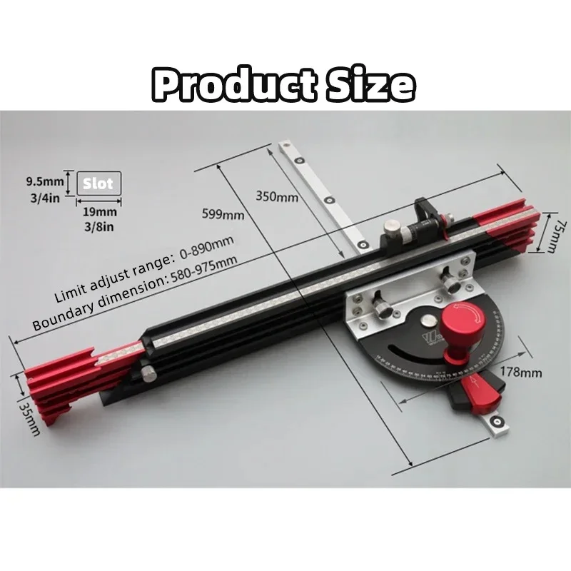 Table Saw Miter Gauge Extend Fence Aluminum Adjustable Angle Miter Gauge for Woodworking Bench Table Circular Saw Trim Router