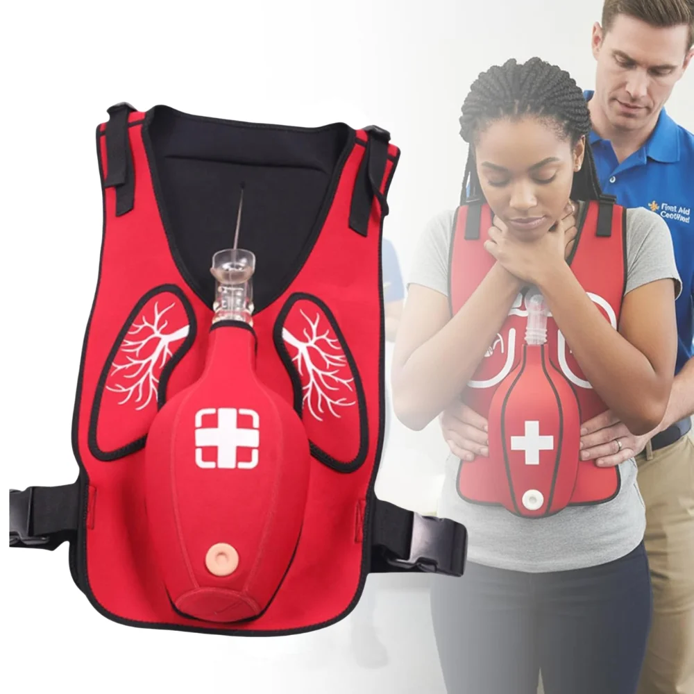 First Aid Training Heimlich Training Vest Choking Trainer with Tracheal Blockage Vest Wearable Adult Infarction Teaching Model