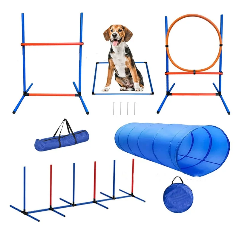 

High Quality Outdoor Dog Agility Training Equipment Dog Agility Tunnel with Sandbags Dog Obstacle Course Kit with Storage Bag
