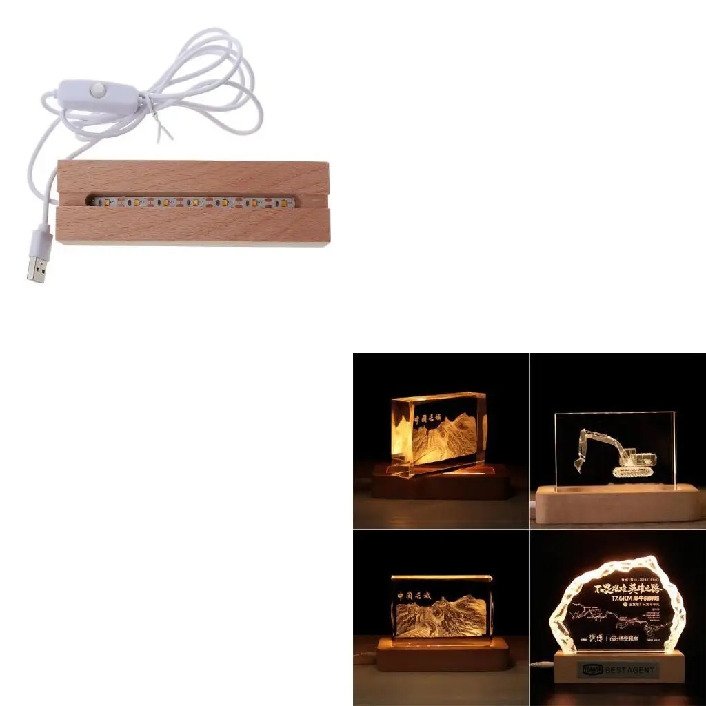 

9HJK Сплошная древесина Ночная световая подставка базовая хрустальная шарика