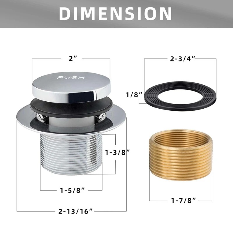 Anti-Odor Bathtub Sink Bathtub Plug Decoration Kit With Two-Hole Faceplate,Bathtub Drain Set Coarse Brass Chrome